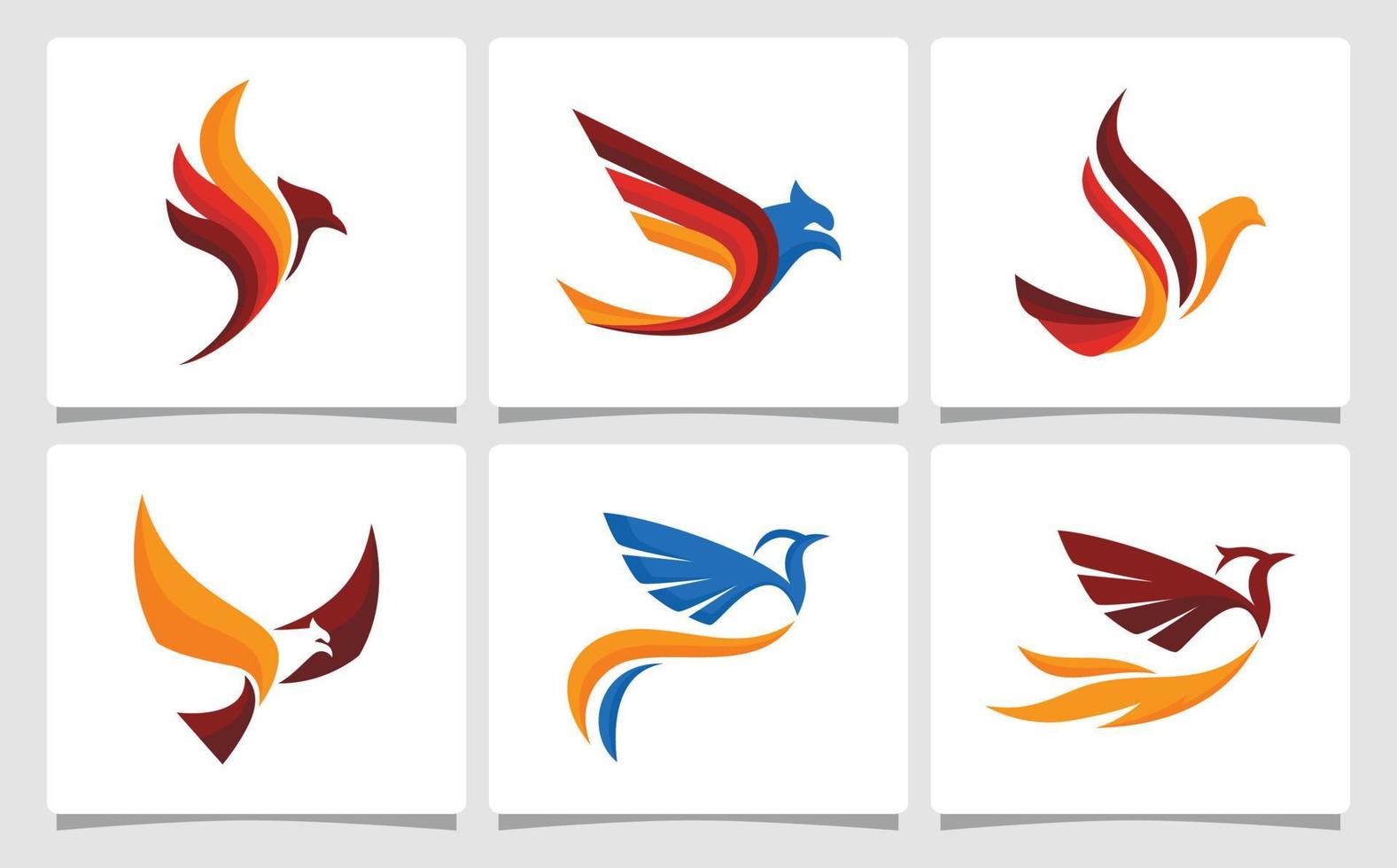 Set Flying Bird Logo Template Design Inspiration vector