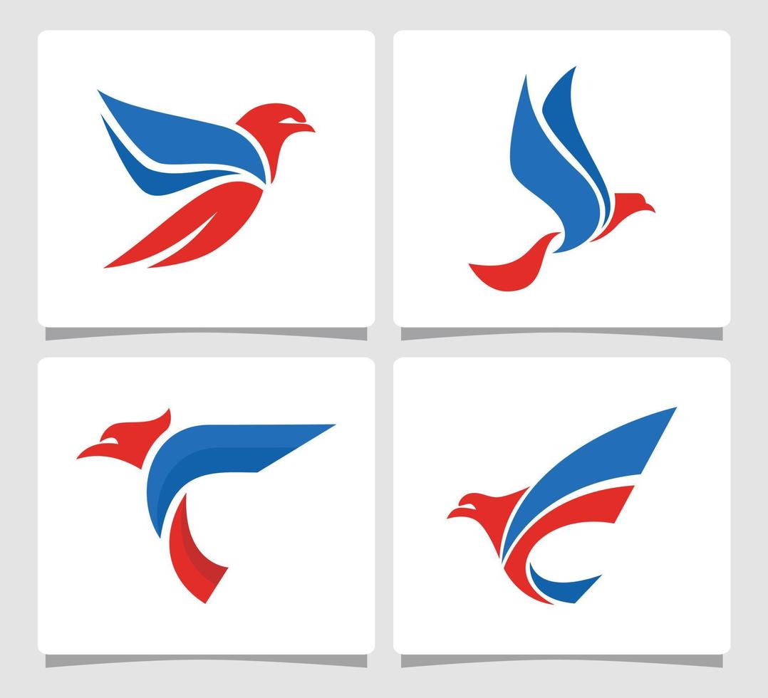 Set Flying Bird Logo Template Design Inspiration vector