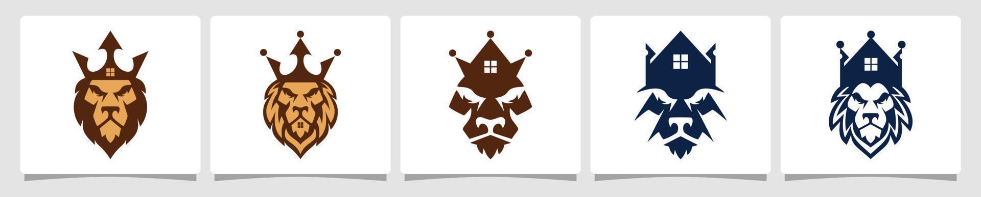 Set Lion King Logo Template Design Inspiration vector