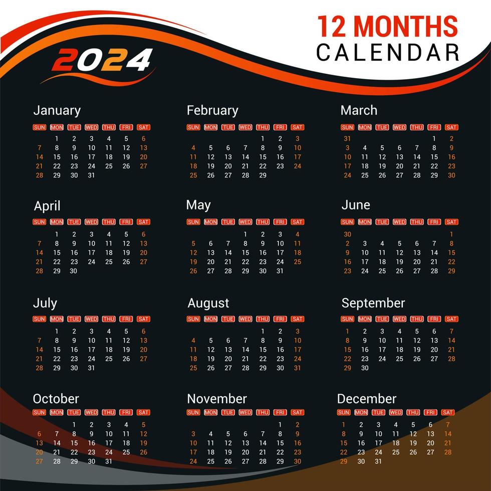 Unique And Modern Calender Design 2024 vector