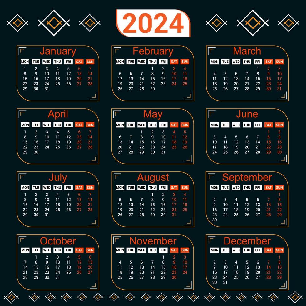 Unique And Modern Calendar Design 2024 vector