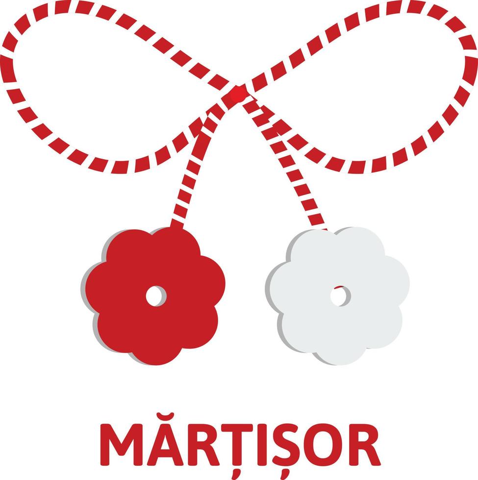 rojo y blanco martisor 1 marzo primavera celebracion tradicional vector Rumania