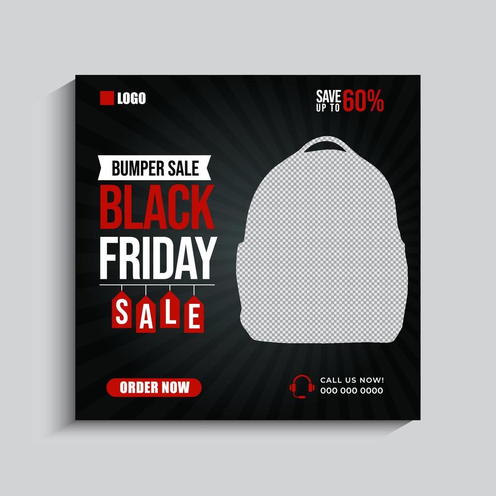 Black Friday social media post template vector