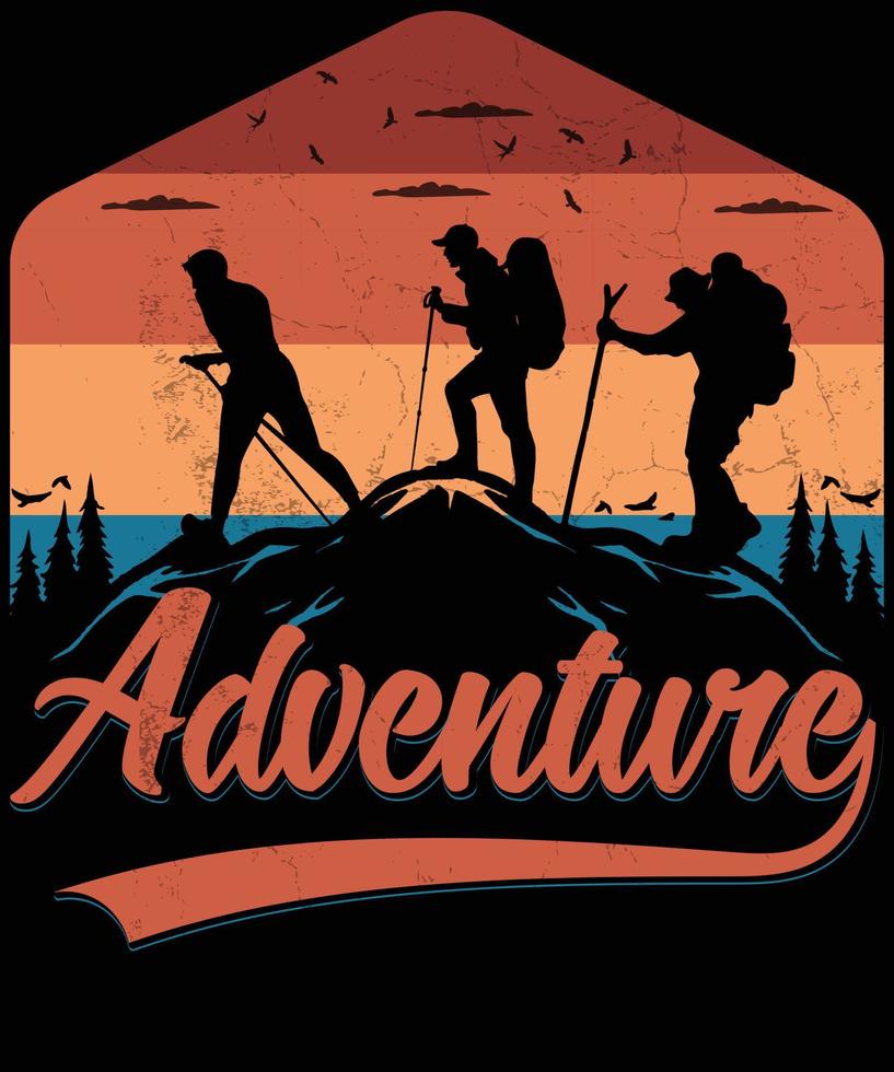 excursionismo aventuras t camisa diseño vector