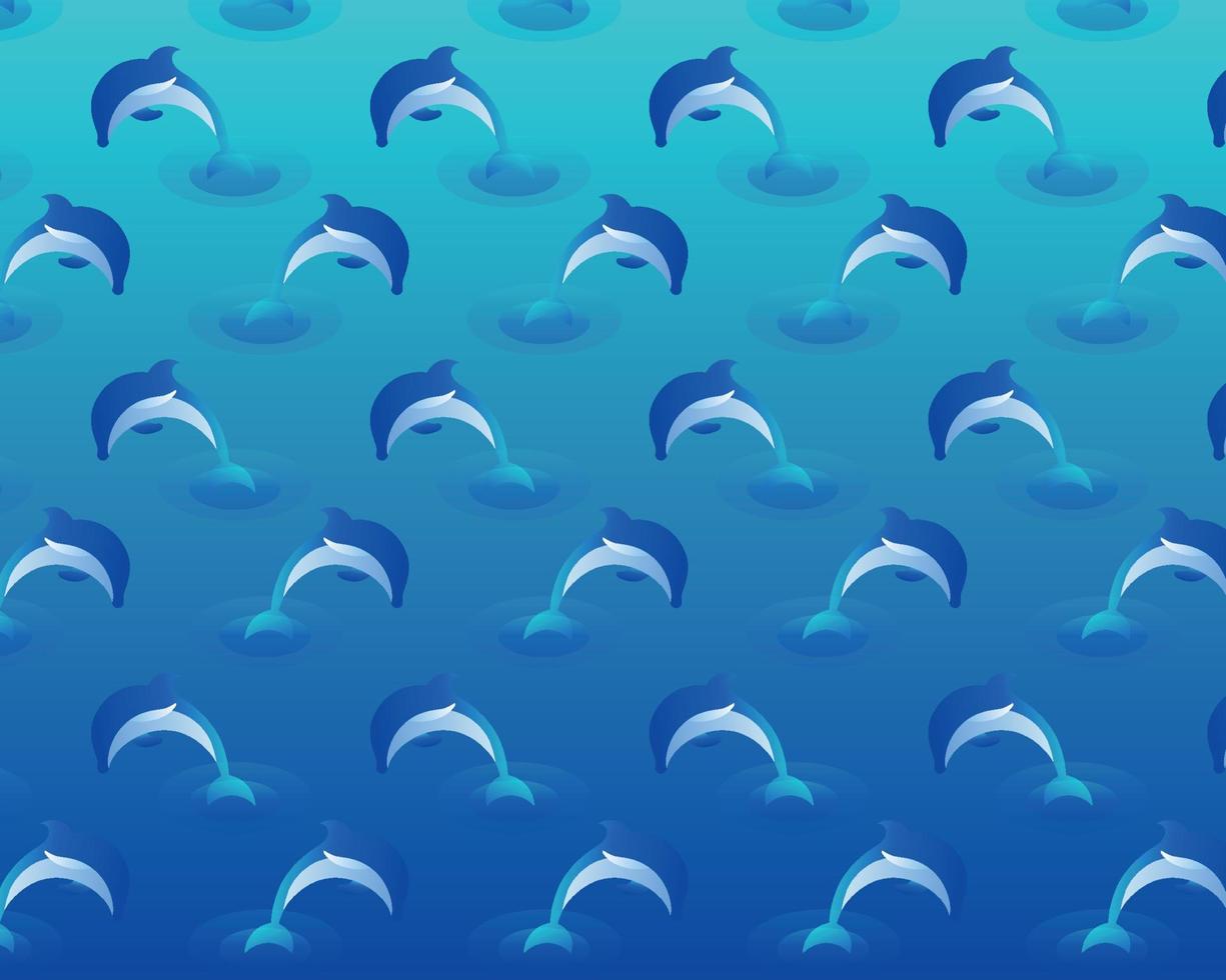 Vector seamless pattern with dolphin, an underwater blue animal for covers, backgrounds, decorations, stickers, labels.