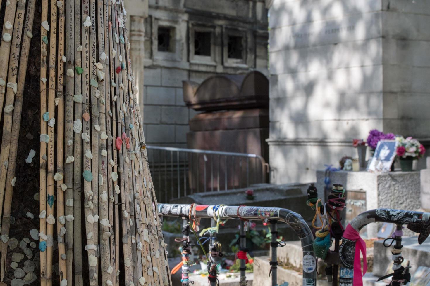 PARIS, FRANCE - MAY 2, 2016 Jim Morrison grave in Pere-Lachaise cemetery photo
