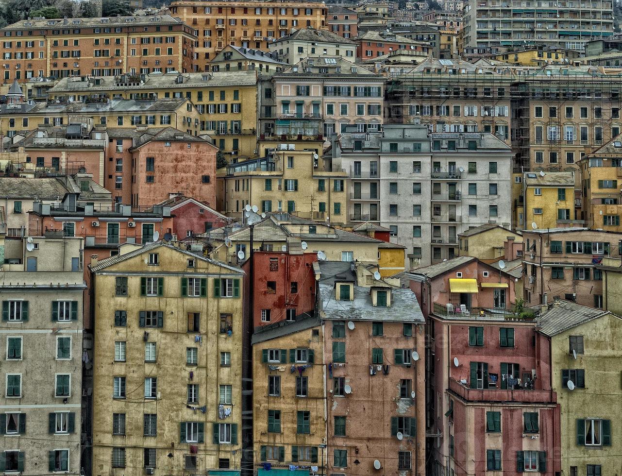 genoa harbor houses cityscape panorama photo