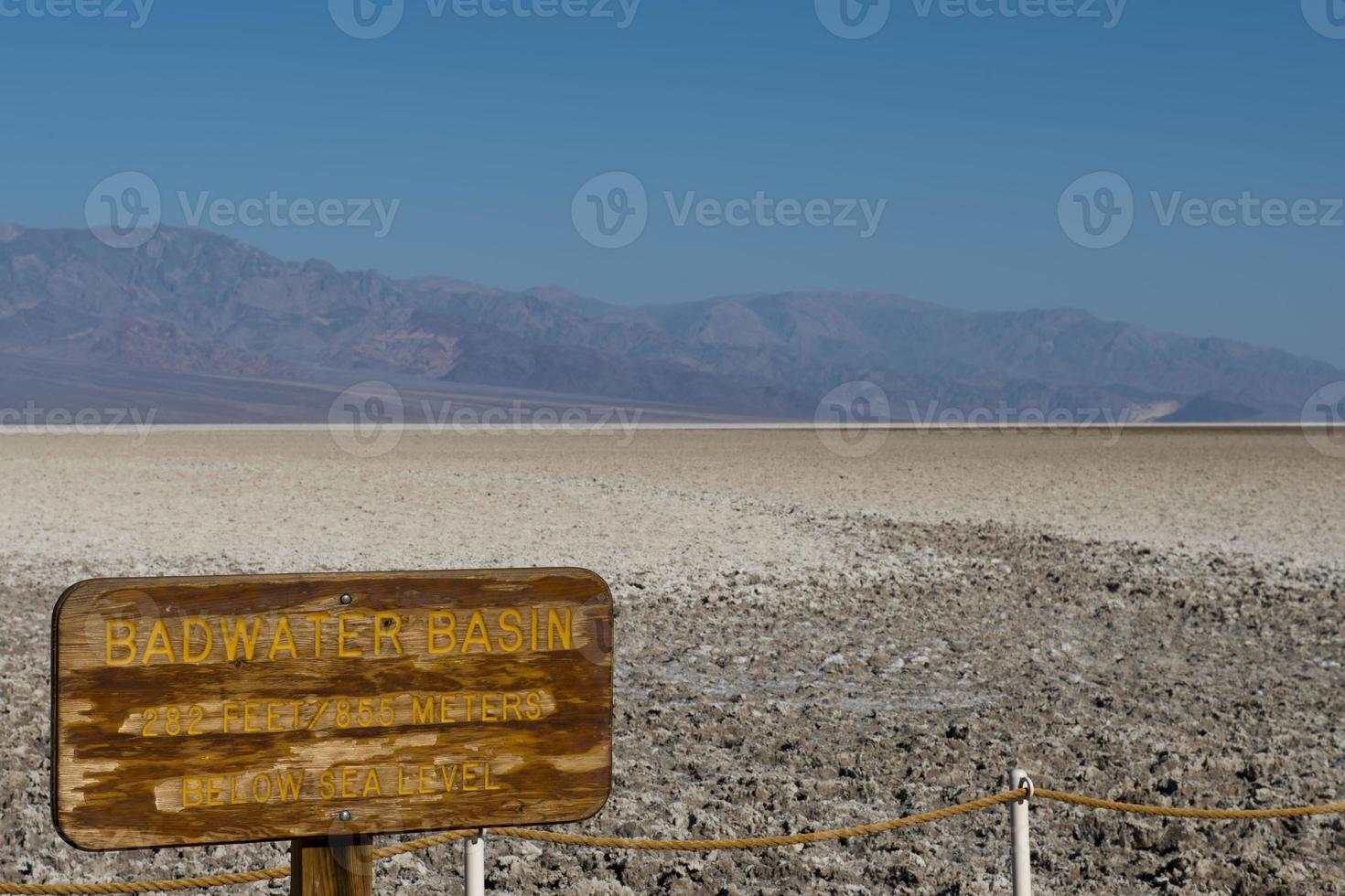 Death Valley view with Badwater Basin Sign photo