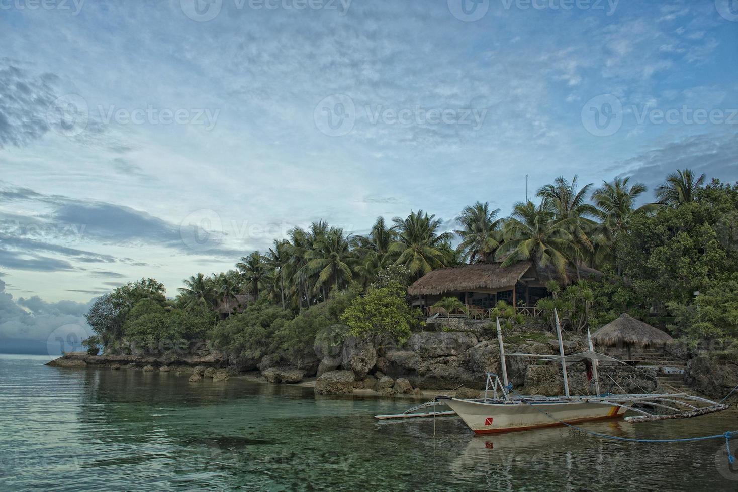 tropical paradise beach sunrise photo