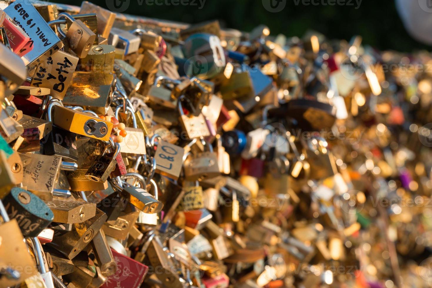 love bridge full of lockers in paris photo