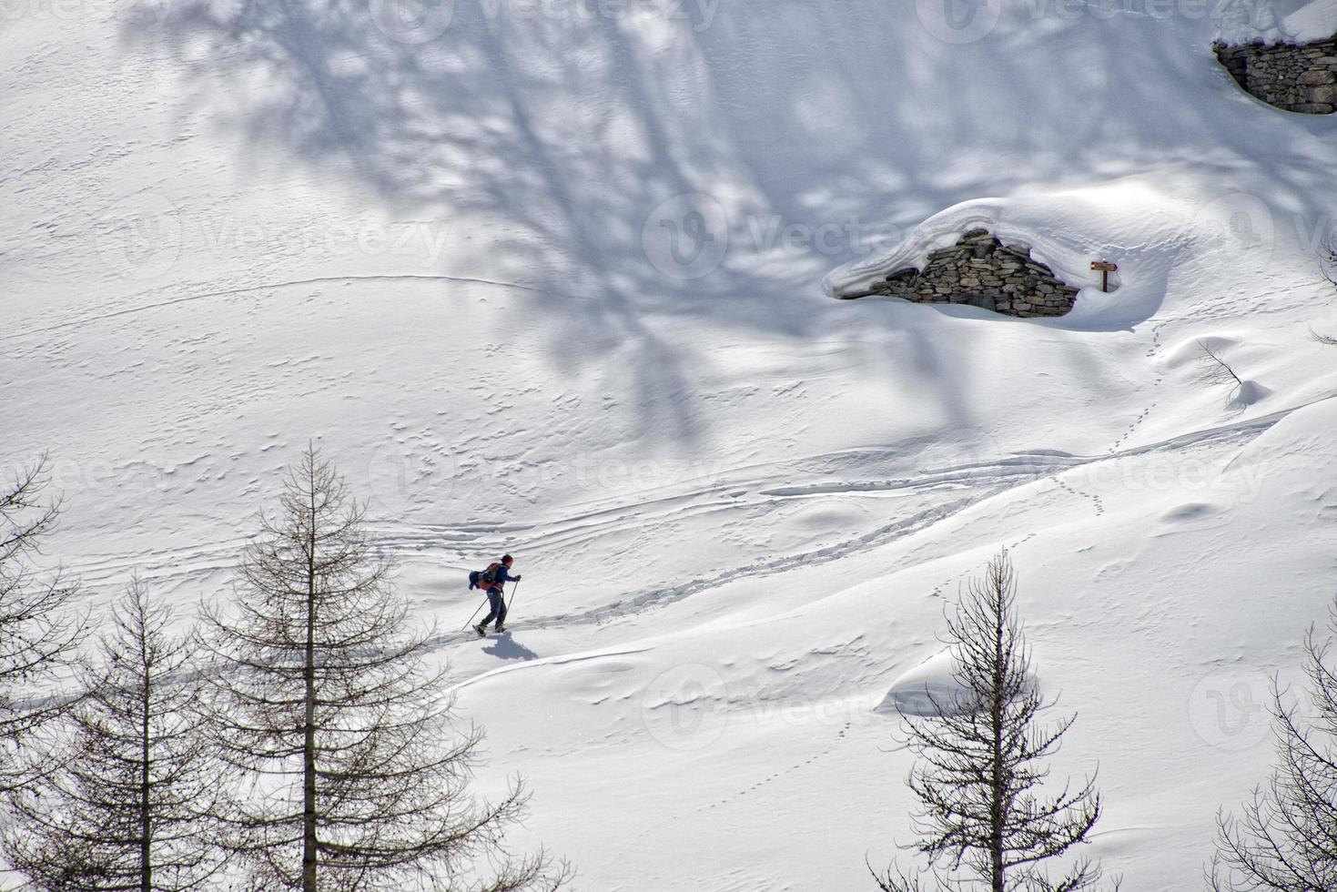 isolated snow shoe trekker photo