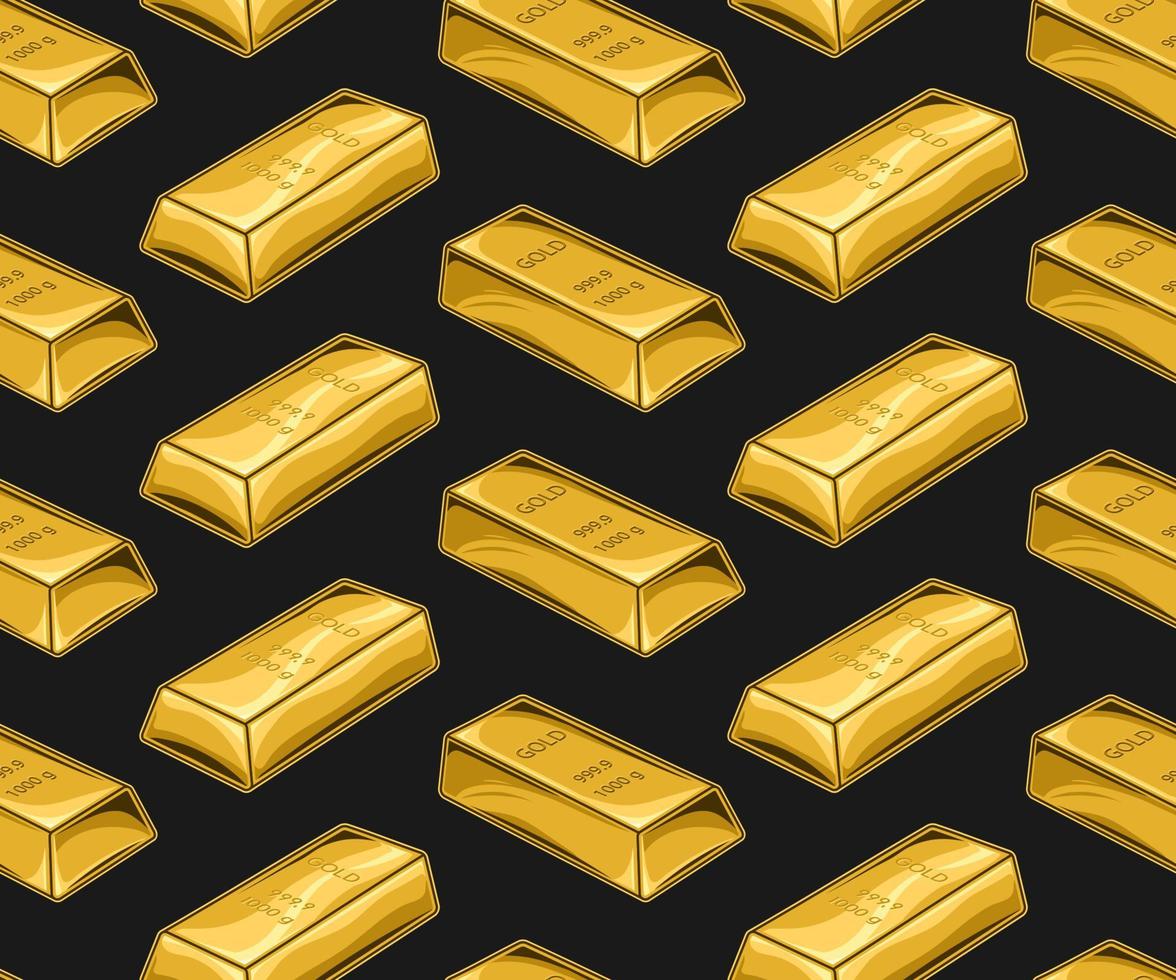 Herringbone pattern with volumetric pure gold bars. Vintage vector illustration on black background.