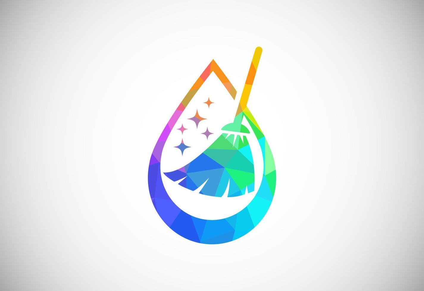 Low Poly Cleaning Service Logo Design Template, Cleaning Company Logo Sign Symbol. vector
