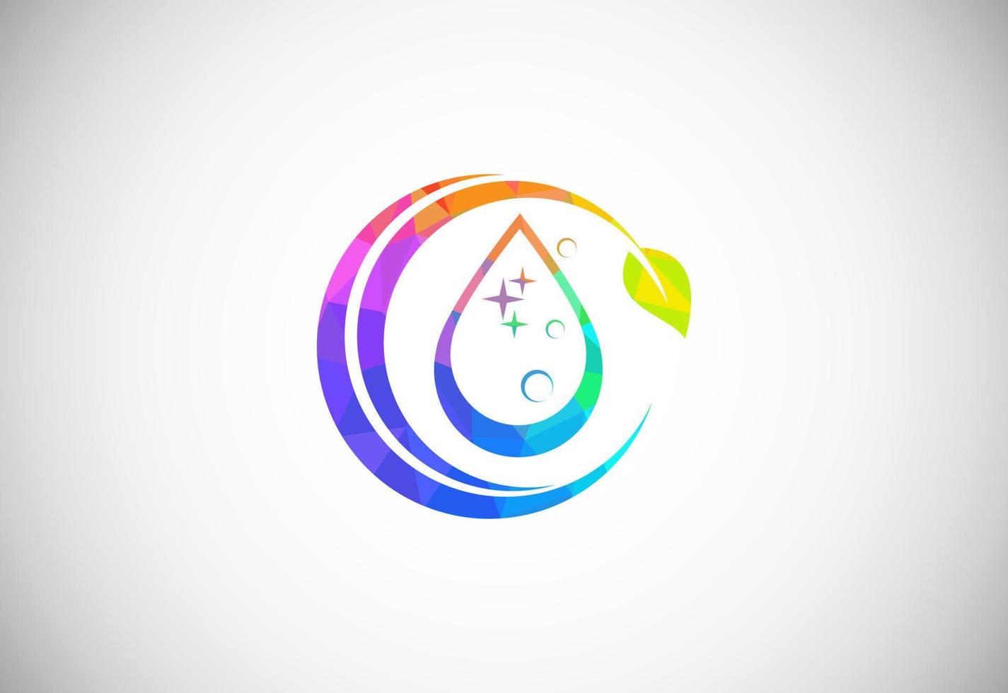 Low Poly Cleaning Service Logo Design Template, Cleaning Company Logo Sign Symbol. vector