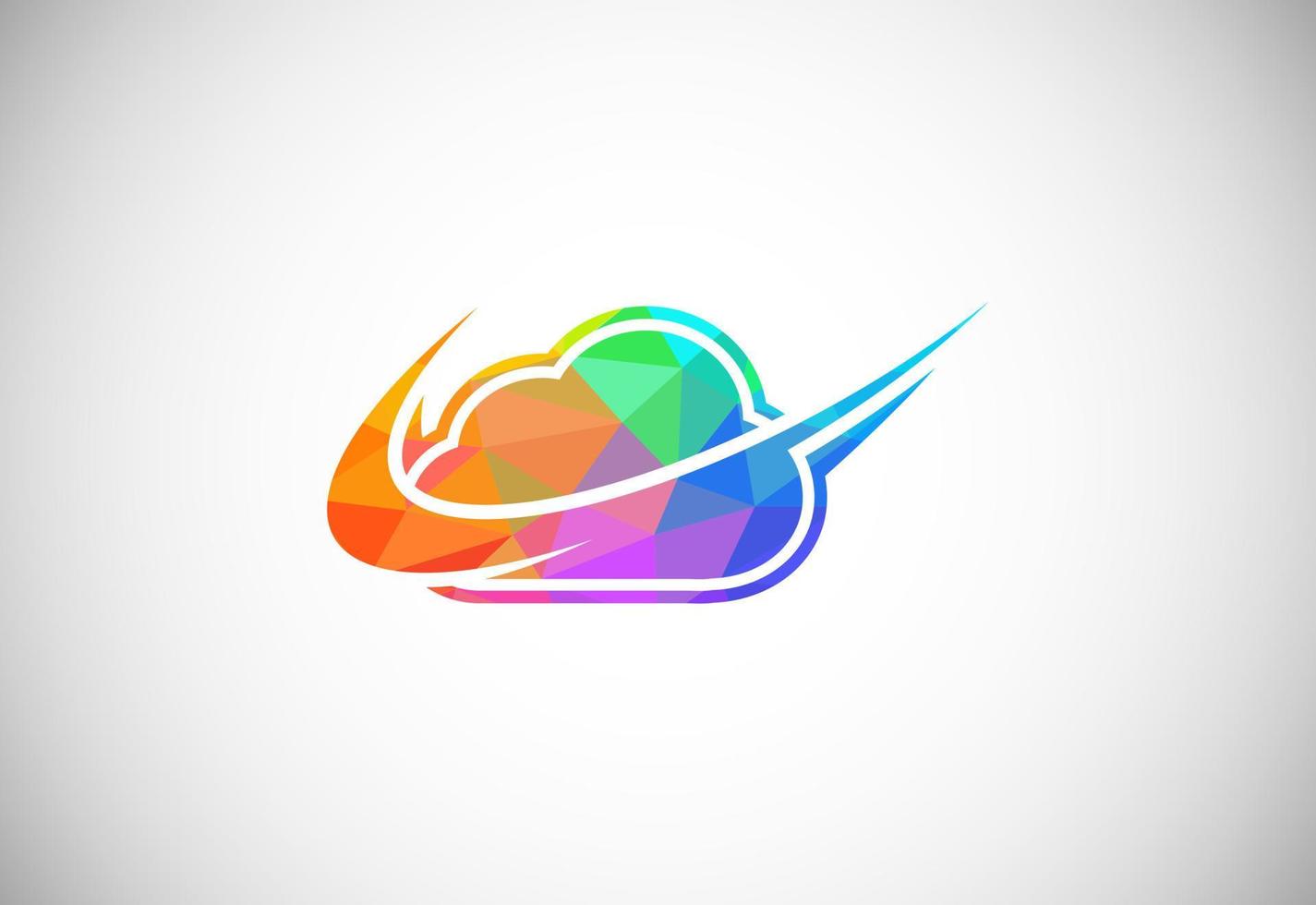 Polygonal low poly cloud computing logo. Colorful abstract triangles style cloud icon. vector