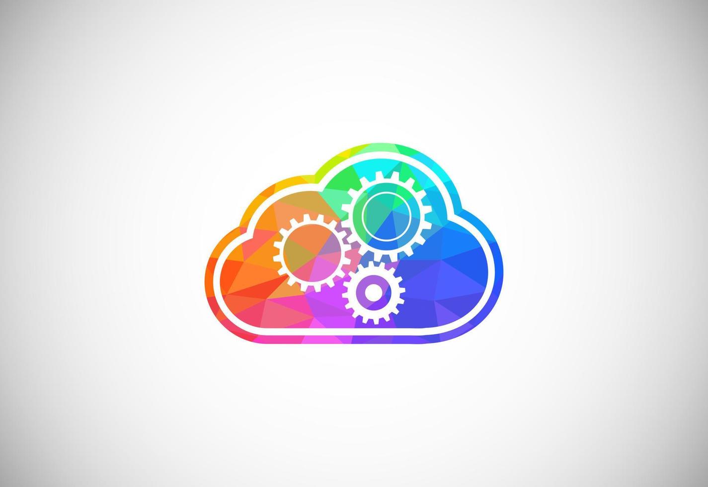 Polygonal low poly cloud computing logo. Colorful abstract triangles style cloud icon. vector