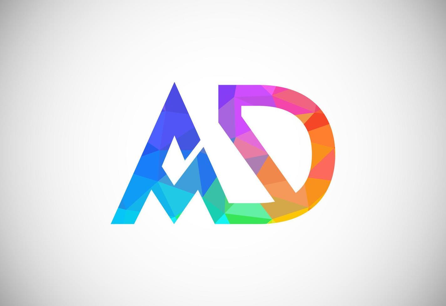 Initial Letter A D Low Poly Logo Design Vector Template. Graphic Alphabet Symbol For Corporate Business Identity