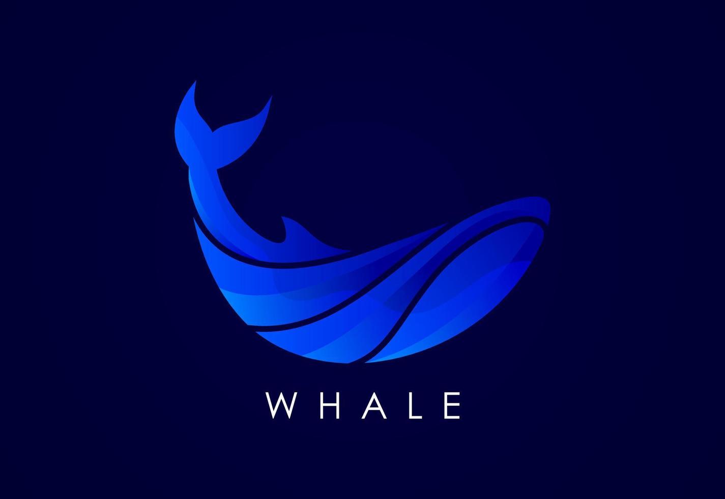 Modern Whale gradient logo. Fish logo design template. Seafood restaurant shop Logotype concept icon. vector