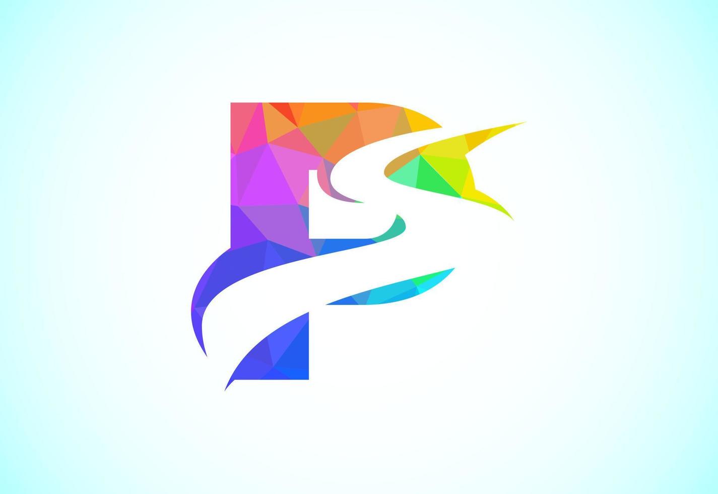 Letter P with backspace S or pathway logo design vector template. Low poly style graphic alphabet symbol