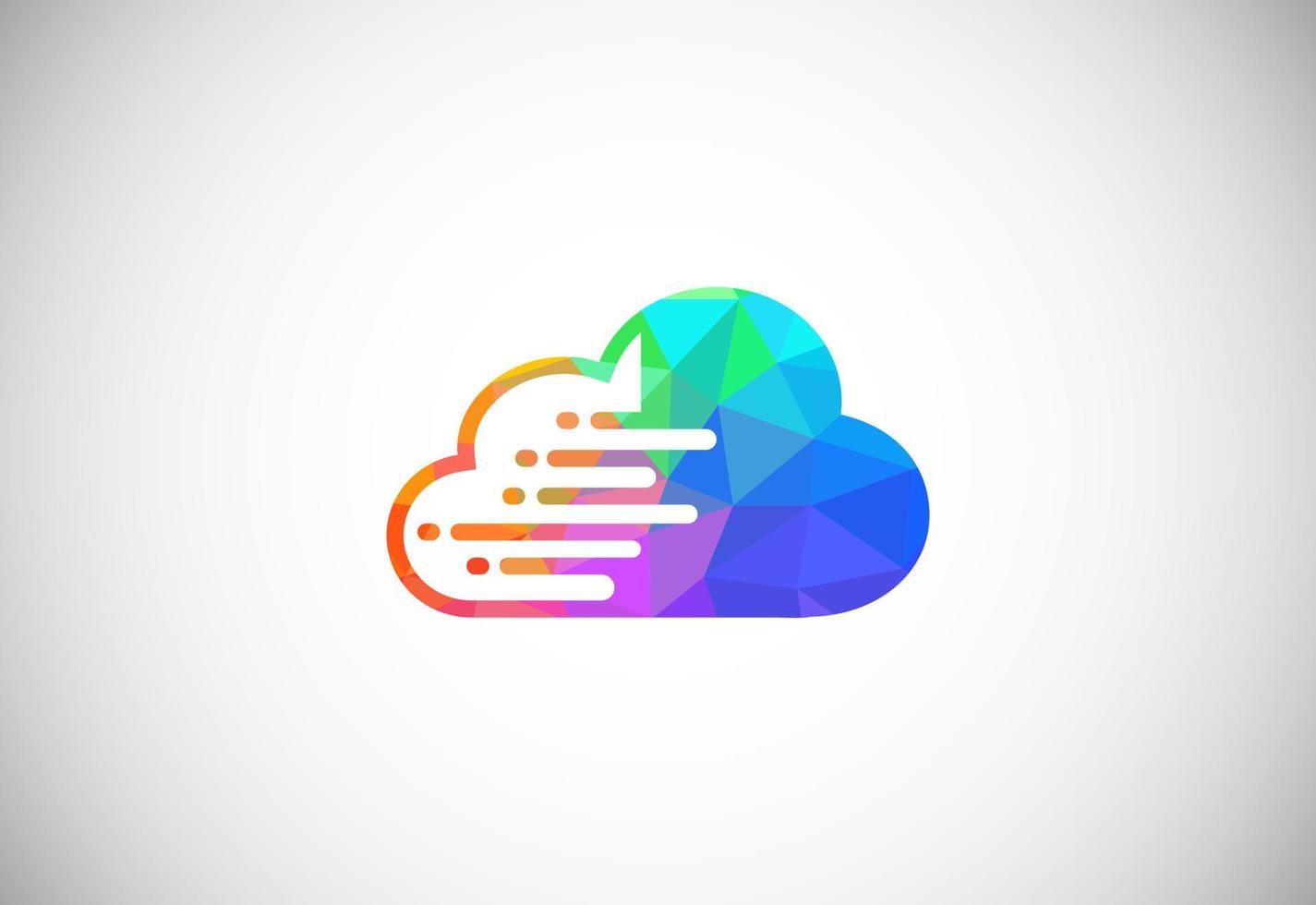 Polygonal low poly cloud computing logo. Colorful abstract triangles style cloud icon. vector