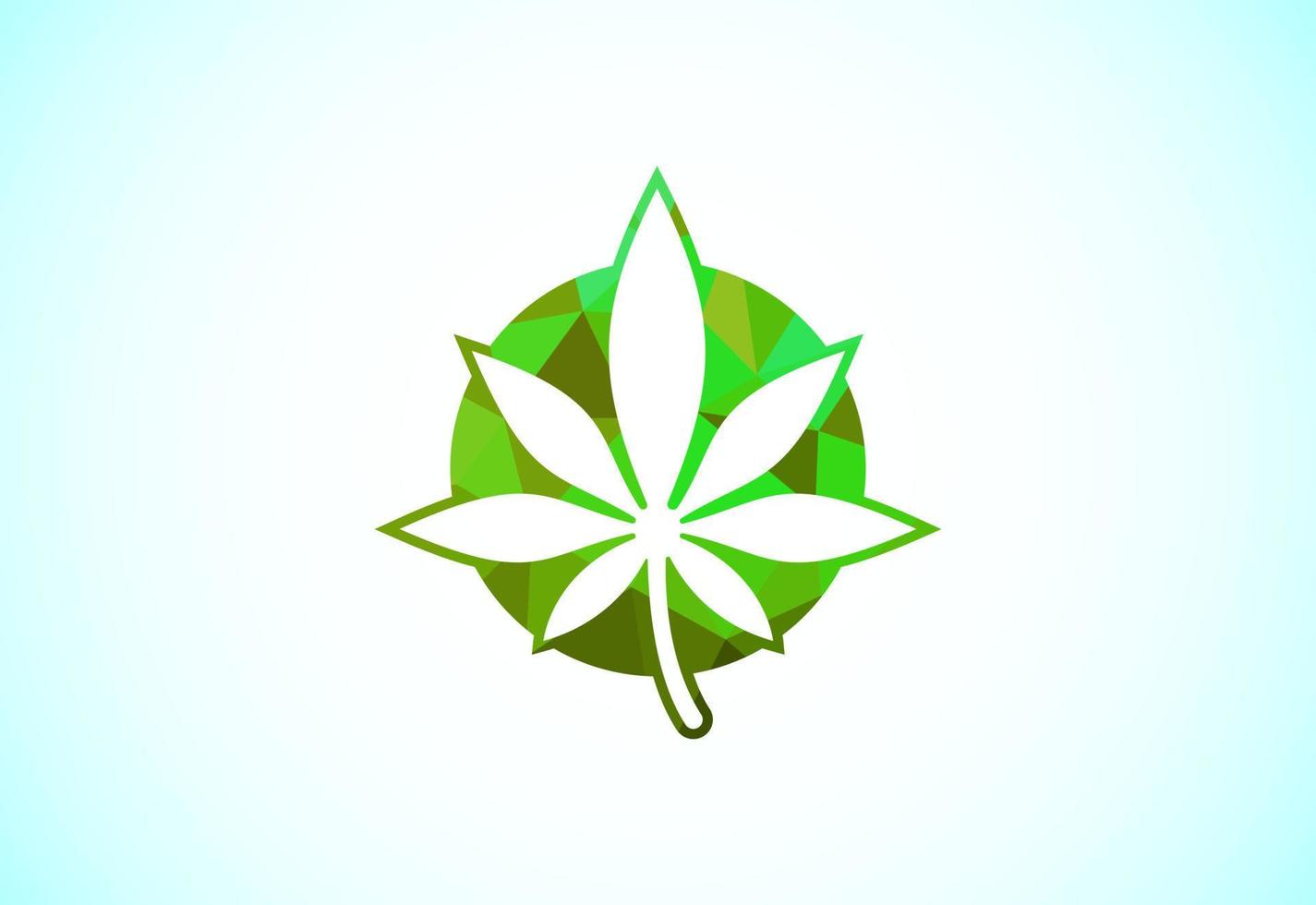 Marijuana leaf. Medical cannabis. Hemp oil. Cannabis or marijuana leaf low poly style logo vector