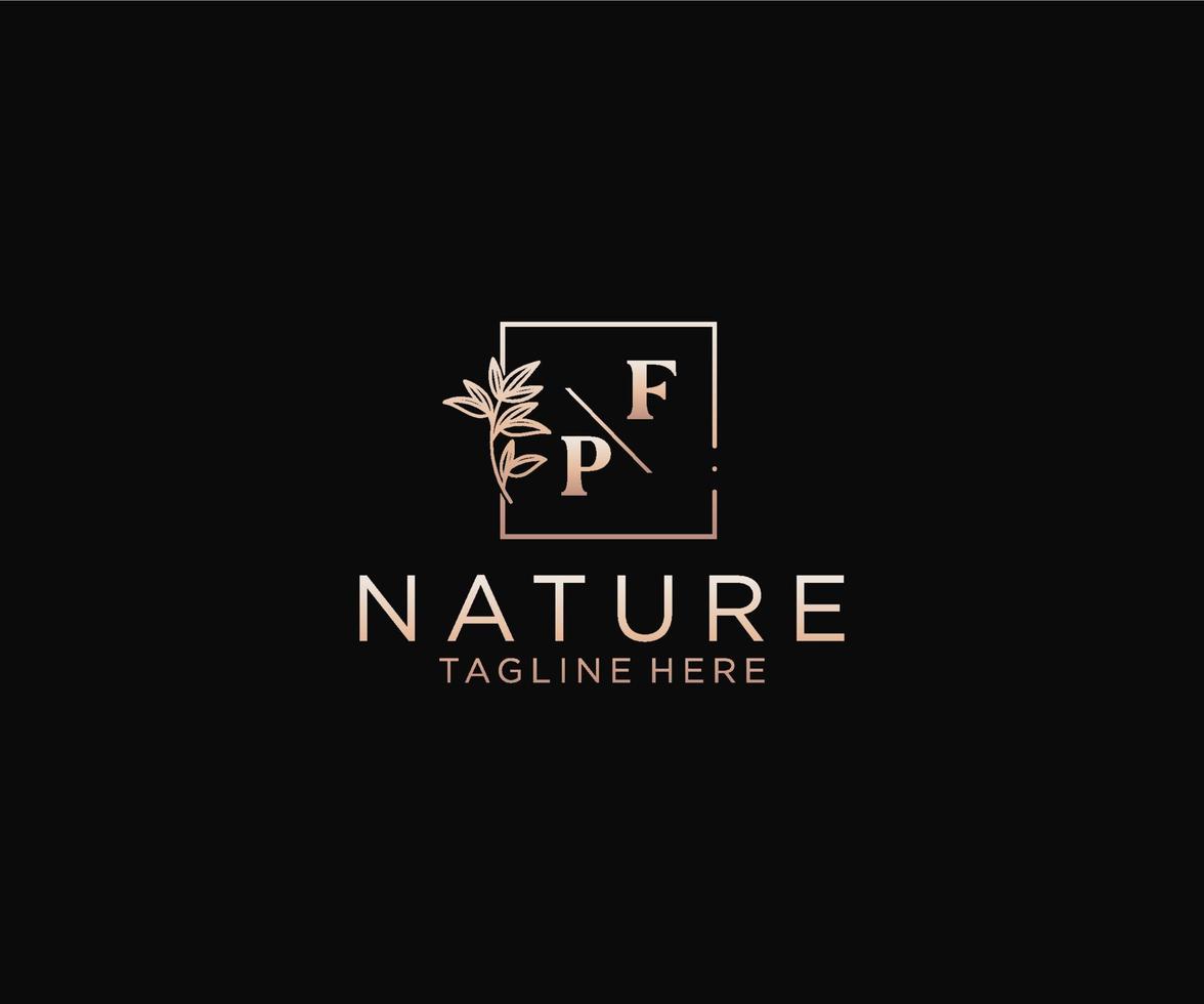 initial FP letters Beautiful floral feminine editable premade monoline logo suitable, Luxury feminine wedding branding, corporate. vector