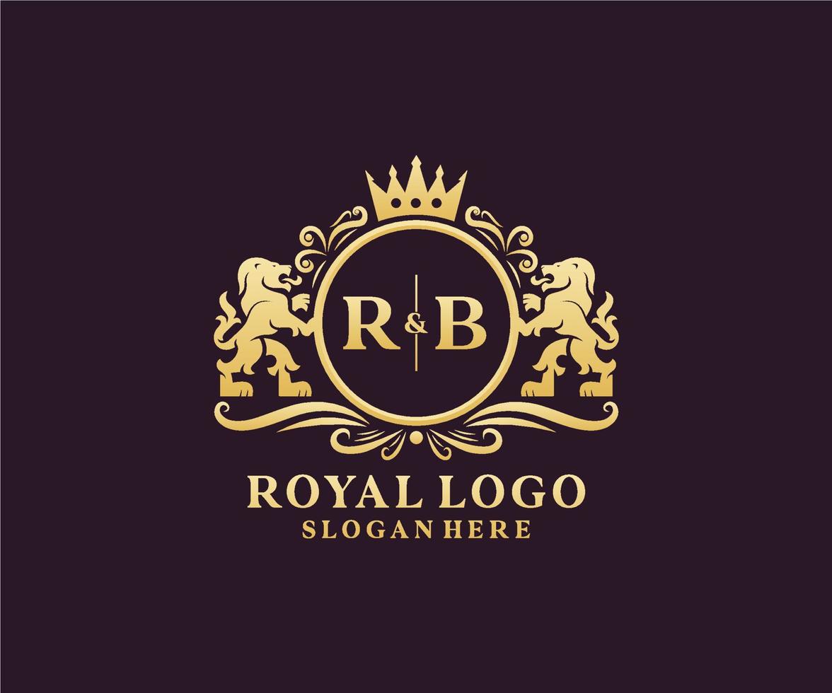 Initial RB Letter Lion Royal Luxury Logo template in vector art for Restaurant, Royalty, Boutique, Cafe, Hotel, Heraldic, Jewelry, Fashion and other vector illustration.