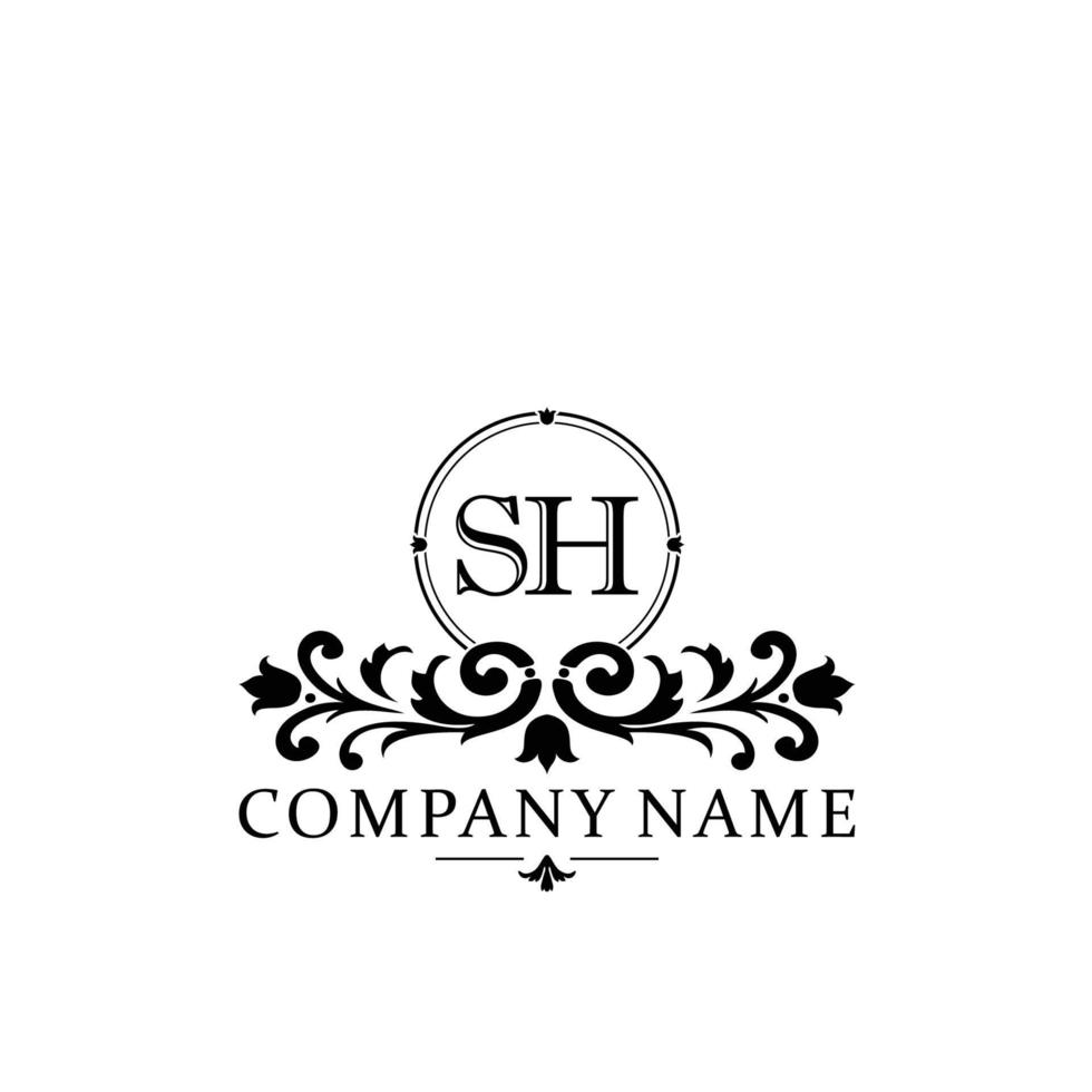 letter SH floral logo design. logo for women beauty salon massage cosmetic or spa brand vector