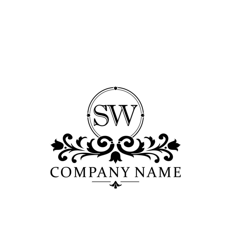 letter SW floral logo design. logo for women beauty salon massage cosmetic or spa brand vector