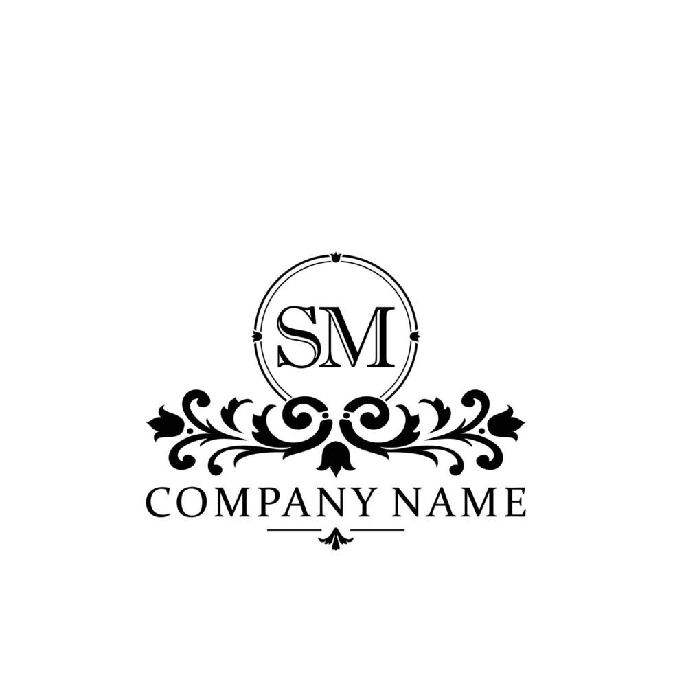 letter SM floral logo design. logo for women beauty salon massage cosmetic or spa brand vector