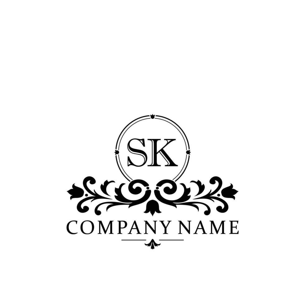 letra sk floral logo diseño. logo para mujer belleza salón masaje cosmético o spa marca vector