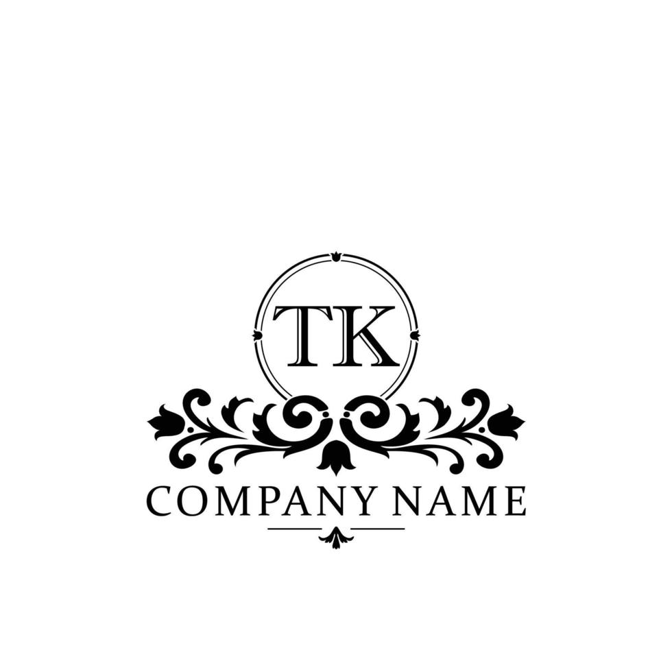 letter TK floral logo design. logo for women beauty salon massage cosmetic or spa brand vector