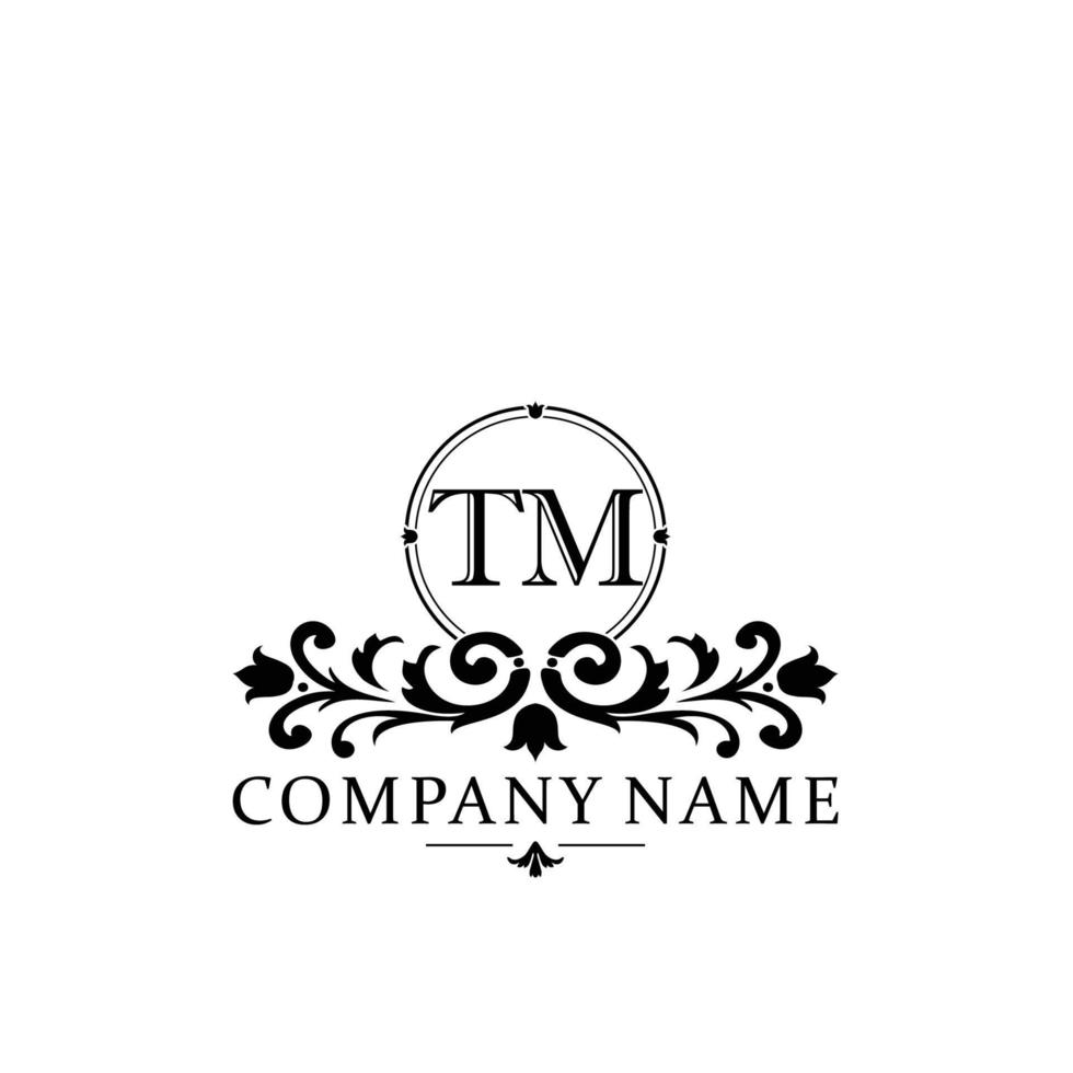 letter TM floral logo design. logo for women beauty salon massage cosmetic or spa brand vector