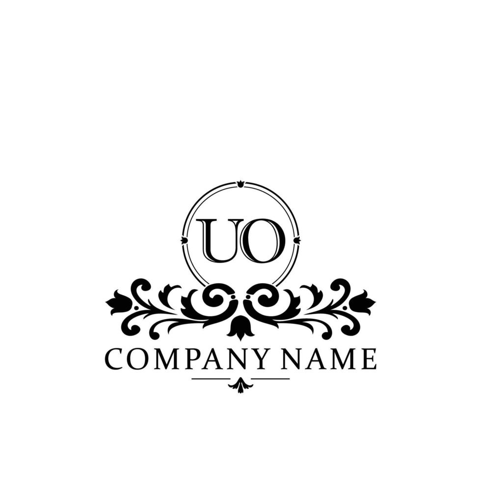 letter UO floral logo design. logo for women beauty salon massage cosmetic or spa brand vector