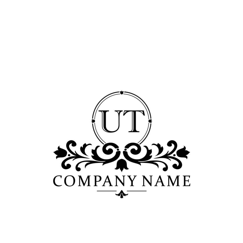 letter UT floral logo design. logo for women beauty salon massage cosmetic or spa brand vector