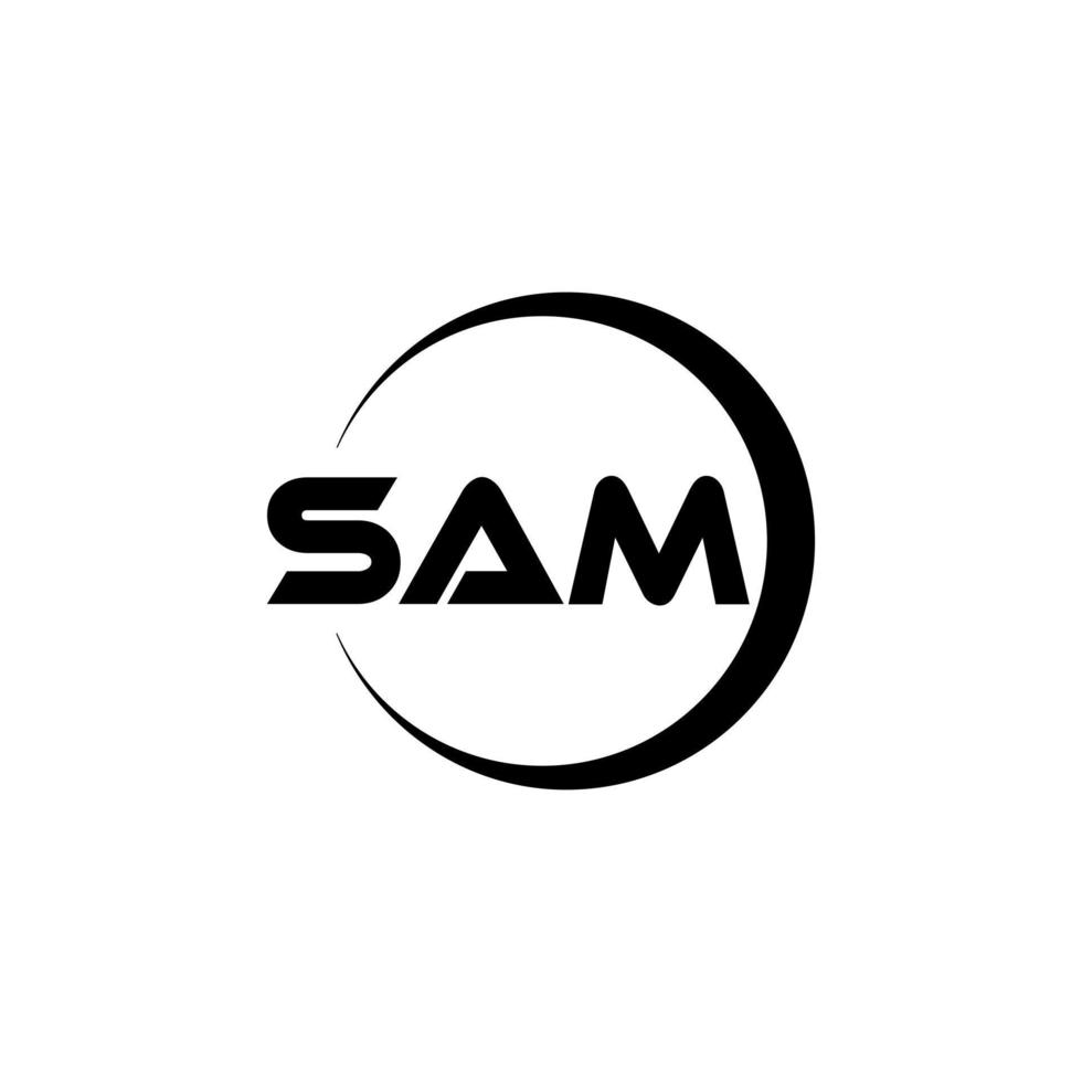 SAM letter logo design in illustration. Vector logo, calligraphy designs for logo, Poster, Invitation, etc.