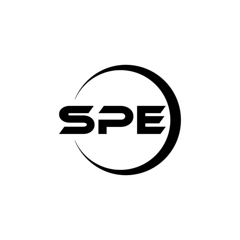 SPE letter logo design in illustration. Vector logo, calligraphy designs for logo, Poster, Invitation, etc.