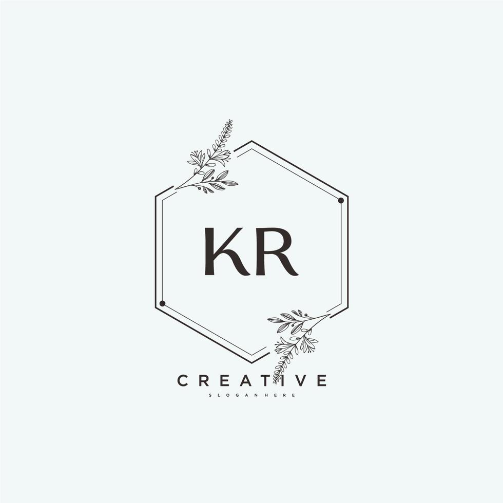 KR Beauty vector initial logo art, handwriting logo of initial signature, wedding, fashion, jewerly, boutique, floral and botanical with creative template for any company or business.