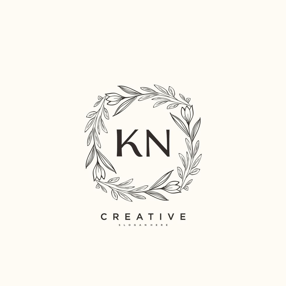 KN Beauty vector initial logo art, handwriting logo of initial signature, wedding, fashion, jewerly, boutique, floral and botanical with creative template for any company or business.