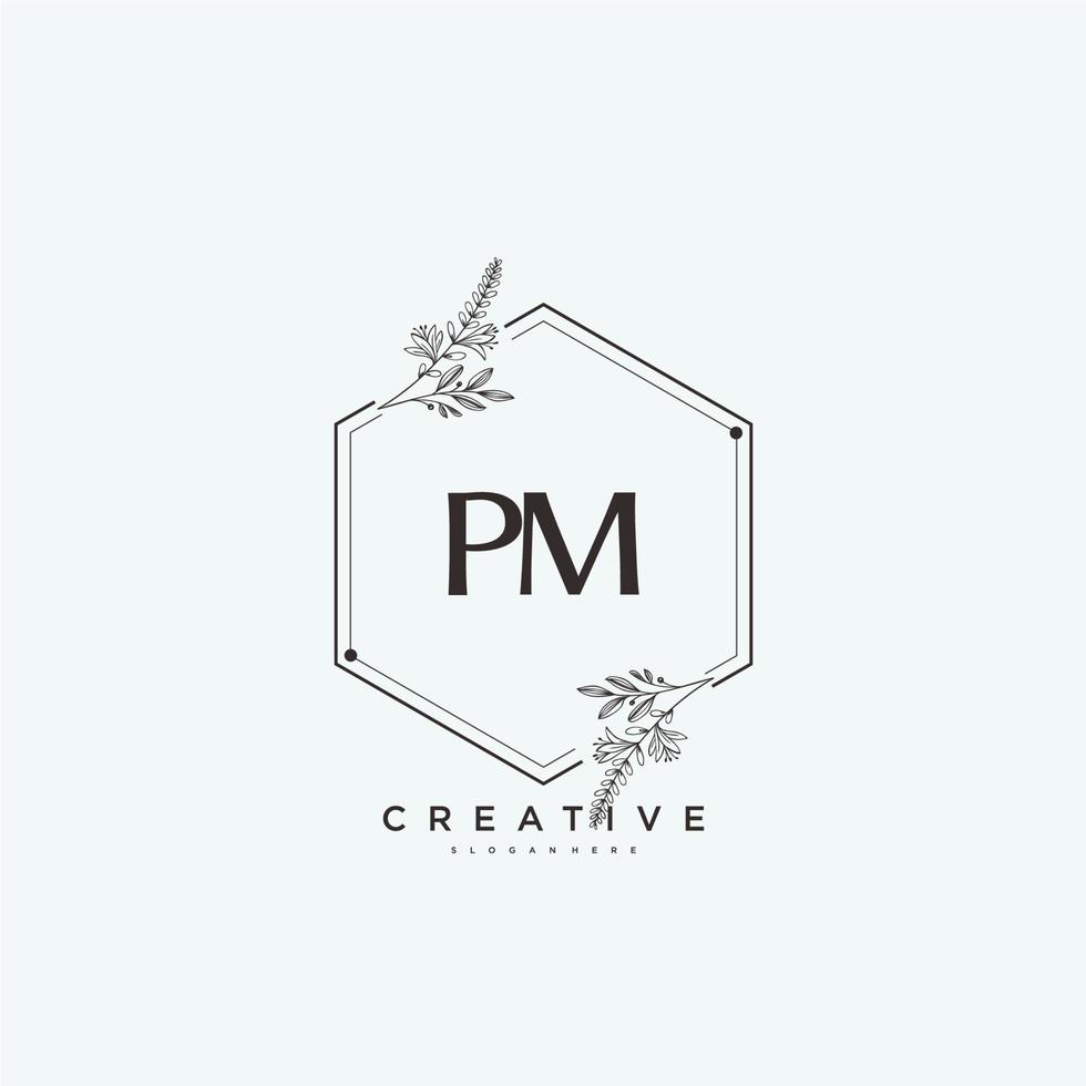 pm belleza vector inicial logo arte, escritura logo de inicial firma, boda, moda, joyería, boutique, floral y botánico con creativo modelo para ninguna empresa o negocio.