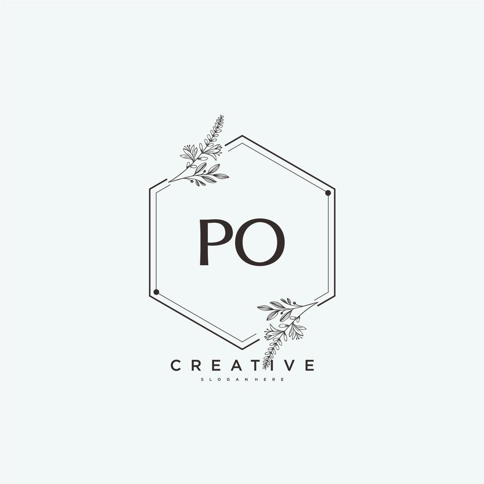 PO Beauty vector initial logo art, handwriting logo of initial signature, wedding, fashion, jewerly, boutique, floral and botanical with creative template for any company or business.