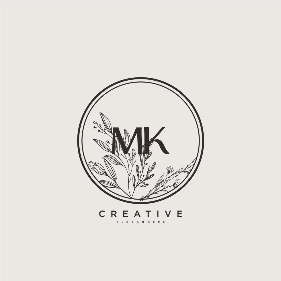 mk belleza vector inicial logo arte, escritura logo de inicial firma, boda, moda, joyería, boutique, floral y botánico con creativo modelo para ninguna empresa o negocio.