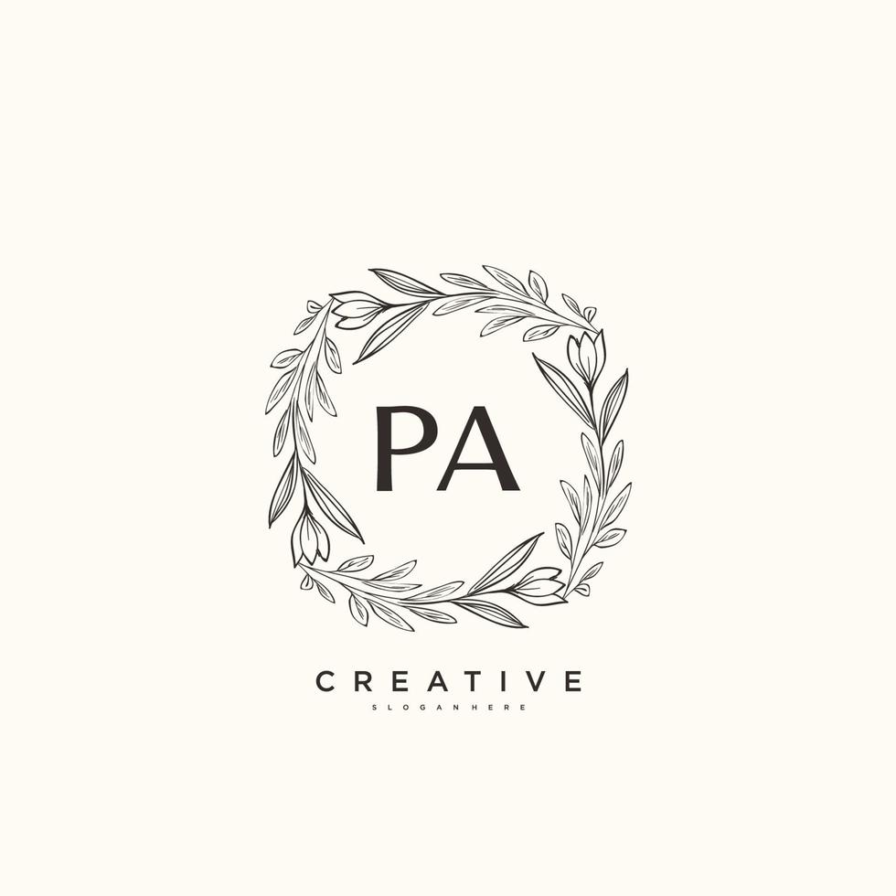 PA Beauty vector initial logo art, handwriting logo of initial signature, wedding, fashion, jewerly, boutique, floral and botanical with creative template for any company or business.