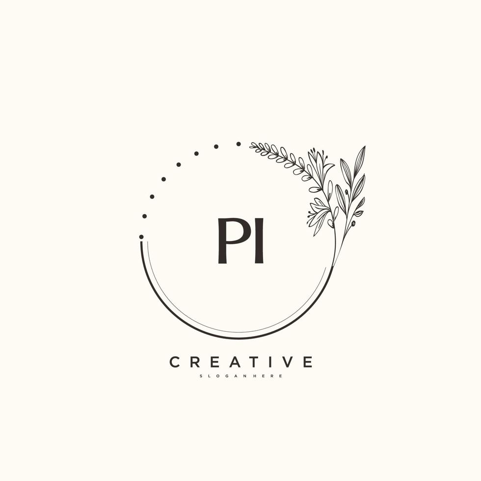 PI Beauty vector initial logo art, handwriting logo of initial signature, wedding, fashion, jewerly, boutique, floral and botanical with creative template for any company or business.