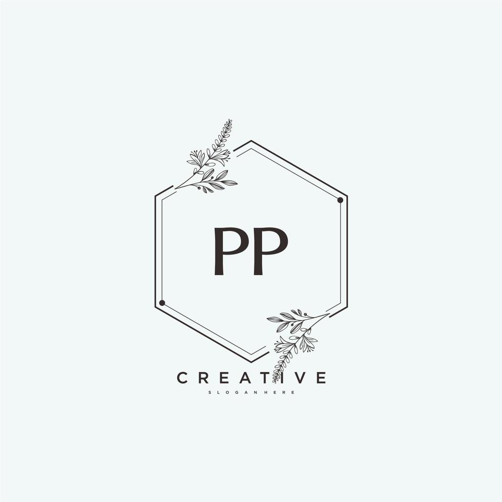 PP Beauty vector initial logo art, handwriting logo of initial signature, wedding, fashion, jewerly, boutique, floral and botanical with creative template for any company or business.