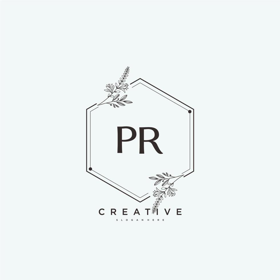 PR Beauty vector initial logo art, handwriting logo of initial signature, wedding, fashion, jewerly, boutique, floral and botanical with creative template for any company or business.