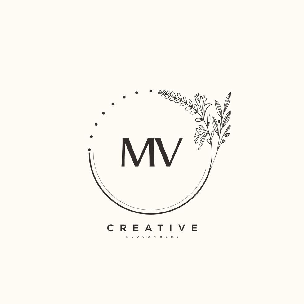 MV Beauty vector initial logo art, handwriting logo of initial signature, wedding, fashion, jewerly, boutique, floral and botanical with creative template for any company or business.