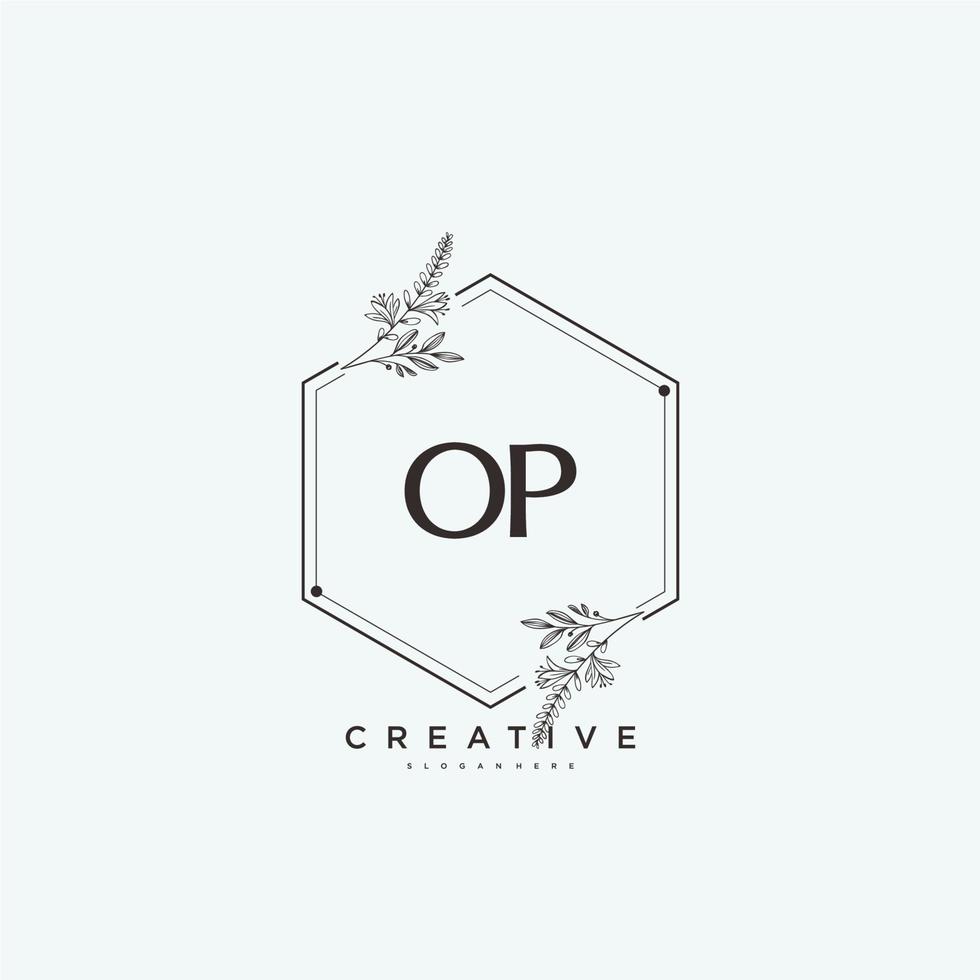 OP Beauty vector initial logo art, handwriting logo of initial signature, wedding, fashion, jewerly, boutique, floral and botanical with creative template for any company or business.