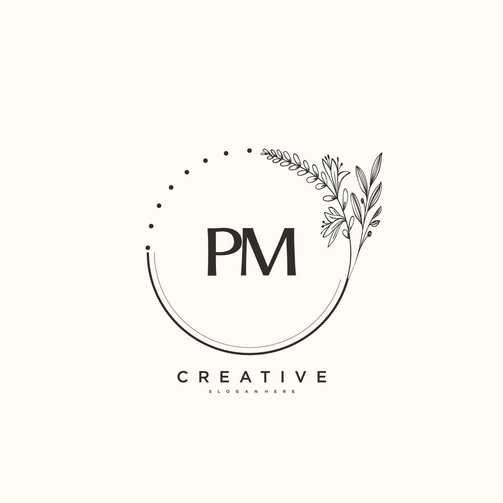 pm belleza vector inicial logo arte, escritura logo de inicial firma, boda, moda, joyería, boutique, floral y botánico con creativo modelo para ninguna empresa o negocio.