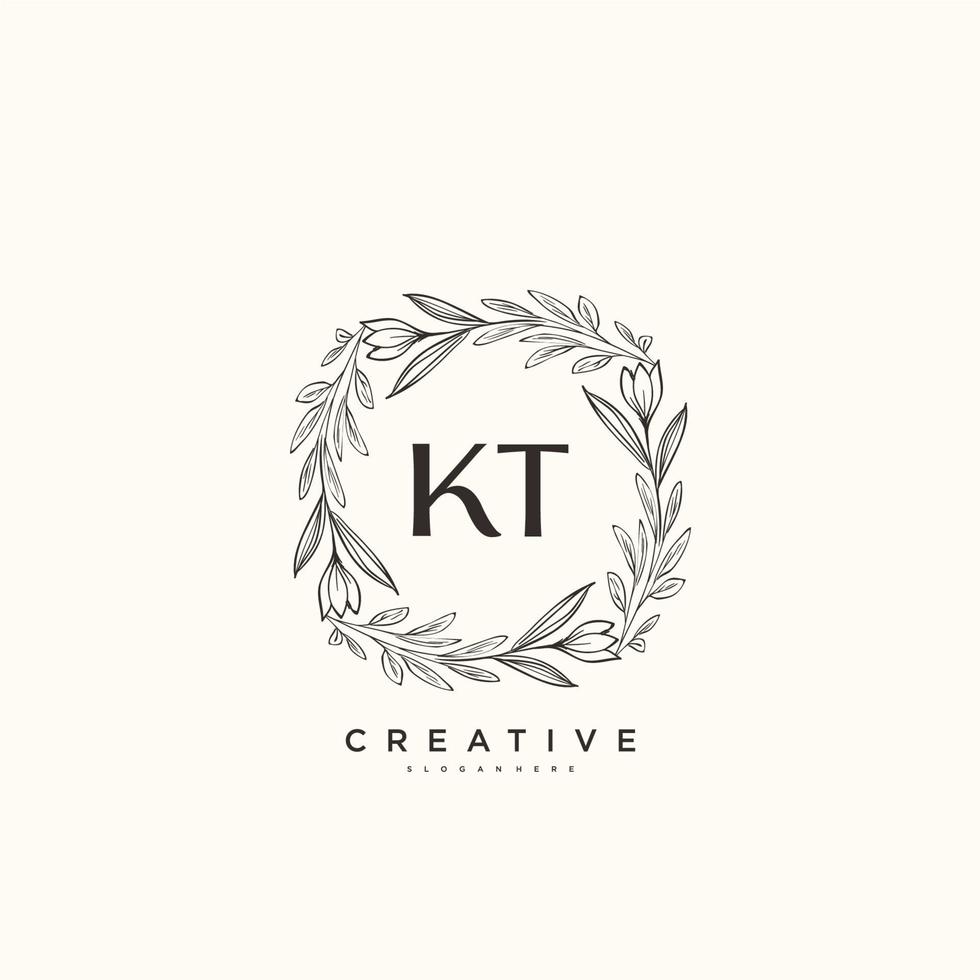 kt belleza vector inicial logo arte, escritura logo de inicial firma, boda, moda, joyería, boutique, floral y botánico con creativo modelo para ninguna empresa o negocio.